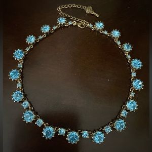 Betsey Johnson Blue Crystal Collar Necklace with Key Extender